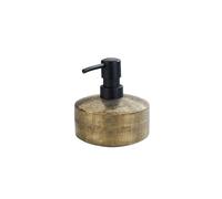 WENKO Dispenser sapone Rivara, dosatore di sapone riempibile per sapone liquido e lozione, in pregiata ceramica, dipinto a mano, Ø 10.5 x 12 cm, capienza 400 ml, colore Oro