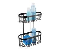 WENKO Scaffale a 2 piani Classic Plus Black - Mensola da parete, porta oggetti per il bagno, qualità ad alta protezione contro la ruggine, Acciaio, 26.5 x 33 x 14.5 cm, Nero