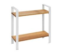 WENKO Scaffale da cucina Louisa a 2 ripiani, ripiano per piano di lavoro, in legno di acacia e metallo, crea più spazio in cucina, 32 x 33 x 11 cm, bianco
