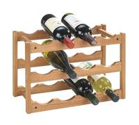 WENKO Scaffale porta bottiglie di vino Norway, scaffale legno per vino fino a 12 bottiglie, portabottiglie in noce da terra a 3 piani