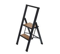 Wenko Scala pieghevole a due scalini, nera - Scaletta per uso domestico antiscivolo, scala doppia di sicurezza, Alluminio verniciato, 44 x 101 x 5.5 cm, Nero