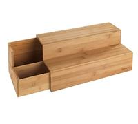 WENKO Scaletta in bambù per caffè e tè - Scaffale da cucina con cassetto, Bambù, 33 x 17.5 x 15 cm, Marrone