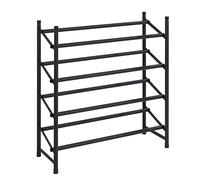 Wenko Scarpiera antiscivolo Hero estraibile - Custodia portascarpe per 24 paia di scarpe, Metallo verniciato, 62-115 x 68 x 23 cm, Nero