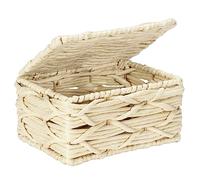 Wenko Scatola da Bagno Vabriano, Cestino Portaoggetti in Rete di Carta con Coperchio, per Bagno e Ufficio, 19 x 10 x 14 cm, Stile Boho, Beige