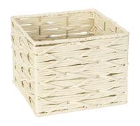 Wenko Scatola da Bagno Vabriano, Cestino Portaoggetti in Rete di Carta, per Bagno e Ufficio, 24 x 18.5 x 24 cm, Stile Boho, Quadrato, Beige