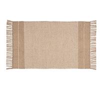 Wenko Scendibagno Pica 70% Iuta e 30% Cotone, Struttura a Decori Chiari e Frange da Utilizzare Come Scendidoccia O Tappetino Decorativo, Riciclabile, (L X P): 50 X 80 Cm, Naturale