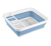 Wenko Scolapiatti pieghevole blu/bianco - Scolastoviglie, scolapiatti per stoviglie e posate, Polipropilene, 36.5 x 13 x 31 cm, Bianco