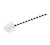 WENKO Manico con ciuffo di ricambio in silicone bianco acciaio inossidabile - Scopino WC di ricambio, con effetto anti aderente, Acciaio inossidabile, 7.5 x 35 x 7.5 cm, Lucido