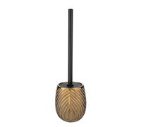 WENKO Scopino WC mod. Idro di lusso in ceramica di alta qualità con linee vibranti e manico in acciaio inox forma chiusa, Ø 10 x 39 cm, colore: oro nero