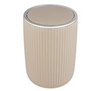 WENKO Secchio con coperchio oscillante Agropoli L beige, 5,5 litri, secchio per bagno con coperchio, pattumiera in plastica di qualità, modellatura plastica e superficie strutturata, Ø 19 x 27 cm