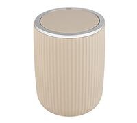 WENKO Secchio con coperchio oscillante Agropoli S beige, 2 litri, secchio per bagno, pattumiera in plastica di qualità, modellatura plastica e superficie strutturata, Ø 14,5 x 20 cm