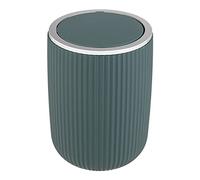 Wenko Secchio con Coperchio Oscillante Agropoli S Verde Scuro, 2 Litri, Secchio per Bagno, Pattumiera in Plastica di Qualità, Modellatura Plastica e Superficie Strutturata, Ø 14,5 X 20 Cm