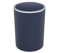 WENKO Secchio con coperchio oscillante Inca, 5 litri, pattumiera per WC di cortesia, secchio con coperchio per bagno, pattumiera per cucina in plastica, senza bisfenolo A, Ø 18,5 x 25,5 cm, blu scuro