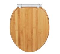 Wenko Sedile Wc Bambusa in Bambù con Meccanismo di Abbassamento Automatico Easy-Close e Fissaggio Igienico Fix-Clip, Verniciatura a Più Strati e Resistente All’Umidità, (Lxp): 34,5X40,5 Cm, Naturale