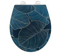Wenko Sedile Wc Big Leaves Robusto in Duroplast Antibatterico con Meccanismo di Abbassamento Automatico e Fissaggio Igienico Fix-Clip in Acciaio Inox, Superficie in Rilievo, 38 X 44,5 Cm