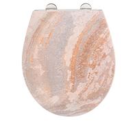 Wenko Sedile Wc Canyon Igienico in Duroplast Antibatterico con Meccanismo di Abbassamento Automatico e Fissaggio Igienico Fix-Clip in Acciaio Inox, Superficie in Rilievo, 38 X 44,5 Cm