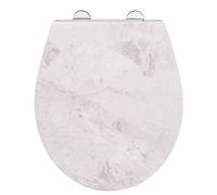 Wenko Sedile Wc Grey Marble Robusto in Duroplast Antibatterico con Meccanismo di Abbassamento Automatico e Fissaggio Igienico Fix-Clip in Acciaio Inox, Superficie in Rilievo, 38 X 44,5 Cm