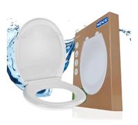 WENKO Sedile WC Ios in materiale termoplastico premium stabile bianco con meccanismo di abbassamento automatico Easy-Close e fissaggio igienico Fix-Clip a 1 pulsante in acciaio inox, 1,6kg, 37,5x45cm