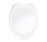 WENKO Sedile WC Ios in materiale termoplastico premium stabile bianco con meccanismo di abbassamento automatico Easy-Close e fissaggio igienico Fix-Clip a 1 pulsante in acciaio inox, 1,6kg, 37,5x45cm