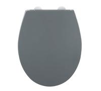 Wenko Sedile WC MOD. Ostuni infrangibile Easy Close Design Grigio con Fissaggio in Acciaio Inox tampone a Parete Incluso 37 x 44,5 cm termoplastico Grigio