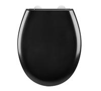 Wenko Sedile WC MOD. Rieti Nero Elegante Soft-Close Duroplast Resistente AntiGraffio Fix-Clip Acciaio Inox Chiusura Morbida 37x44,5 cm Resistente e Stabile