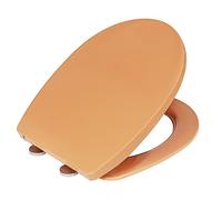 WENKO Sedile WC mod. Tilos con abbassamento automatico, in termoplastica infrangibile, sistema Easy Close, in acciaio inox, fissaggio igienico, 36,5 x 45 cm, anello interno arancione 22,5 x 29 cm