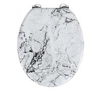 Wenko Sedile WC Onyx - Sedile WC con fissaggio in acciaio inox resistente contro la ruggine, MDF, 34.5 x 41 cm, Bianco