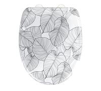 WENKO Sedile WC Samoa di design Duroplast con meccanismo di abbassamento automatico Easy-Close e fissaggio igienico Fix-Clip in acciaio inox, antibatterico e antigraffio, 38 x 45 cm, bianco/grigio