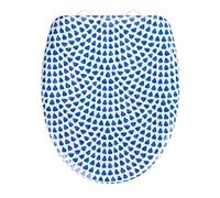 Wenko Sedile Wc Sevilla con Design Duroplast, Meccanismo di Abbassamento Automatico Easy-Close e Fissaggio Igienico Fix-Clip in Acciaio Inox, Antibatterico e Antigraffio, 38 X 45 Cm, Blu/Bianco