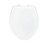 WENKO Sedile WC Tallone antigraffio in Duroplast antibatterico bianco con attacco Fix-Clip a 2 pulsanti in acciaio inox e meccanismo di abbassamento automatico, made in Europe, 1,9kg, 37,1x43,5cm