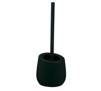 WENKO Set da bagno Badi, accessori bagno in ceramica di qualità con superficie opaca, incluso scopino con spazzola nera in silicone da Ø 7,5 cm effetto antiaderente, Ø 13,5 x 38 cm, verde scuro