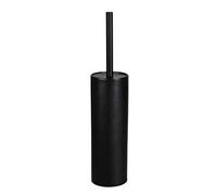 WENKO Set da bagno in ceramica Casoli, portascopino con scopino e testa spazzola in silicone (Ø 7,5), copertura in plastica flessibile, (L/P x A): Ø 9,1 x 40 cm, nero intramontabile