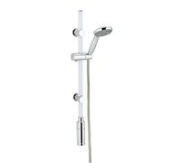 Wenko - Set di aste per doccia con LED illuminato, 74 cm, colore bianco caldo, sistema doccia, set completo con soffione doccia anticalcare e tubo doccia in acciaio INOX, 150 cm