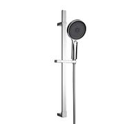 WENKO Set doccia Softwater, asta per doccia in acciaio inox dal design angolare con soffione Softwater per getto finissimo e tubo doccia flessibile idoneo, adatto per riscaldatore di flusso, cromato