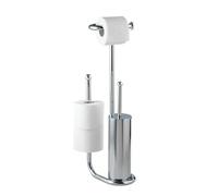 WENKO Set per WC con scopino Universalo cromo e portarotolo di riserva, accessori bagno completo, set da toilette