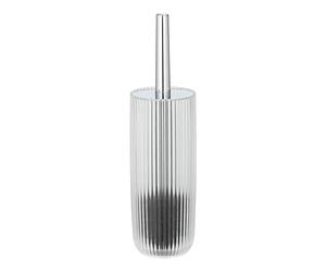 WENKO Set WC Agropoli Trasparente, portascopino chiuso in plastica di qualità dalla forma scultorea e con superficie smerigliata, scopino WC igienico, Ø 10 x 36,5 cm