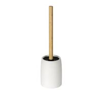 Wenko Set WC MOD. Altavalle scopino Elegante autoportante in poliresina e bambù per Bagno Moderno Ø 10,5 cm Altezza 38,5 cm Bianco Nero Naturale