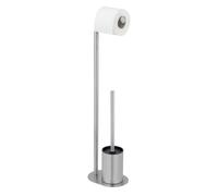 Wenko Set WC MOD. Levante a Libera Installazione scopino e portarotolo Integrato Acciaio Inox Nero Satinato 23 x 63 x 17 cm Elegante Design
