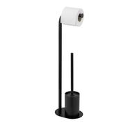 Wenko Set WC MOD. Levante autoportante Elegante scopino e portarotolo Inclusi in Acciaio Inox Nero Opaco Dimensioni 23 x 63 x 17 cm Colore Nero Moderno