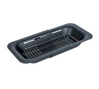 Wenko Setaccio per lavello Sivo, setaccio per cucina estraibile in plastica robusta adatto al lavello, ideale per lavare frutta e verdura o come scolapasta, 37-50 x 7 x 20 cm, nero, 55012100