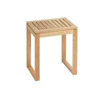 WENKO Sgabello da bagno Norway - legno di noce, Legno Noce, 40 x 46 x 30 cm, Noce