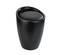 WENKO Sgabello da bagno, seduta con spazio contenitivo | con portabiancheria integrato, plastica ABS, 20 L, Ø 36 x 50,5 cm, nero opaco, Mod Candy