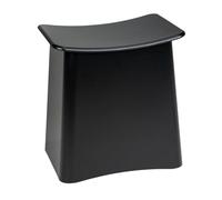 Wenko Sgabello da Bagno Wing, 2 in 1 con Cesto per La Biancheria, Coperchio e Sacca Estraibile, Plastica di Qualità, Capienza 33 L, 45 X 48 X 33 Cm, Nero