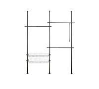 Wenko Sistema telescopico HERKULES Duo nero - Sistema regolabile di organizzazione, sistema per guardaroba, Acciaio, 164-215 x 165-300 x 38 cm, Nero