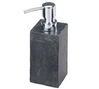 WENKO Dispenser sapone Slate Rock - finitura effetto ardesia Capacità: 0.25 l, Poliresina, 8.2 x 17 x 5.9 cm, Grigio antracite