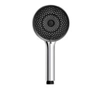 WENKO Soffione della Doccia con protuberanze e 3 funzioni, Ø 12 cm | doccetta a pioggia con attacco universale, abs, cromata/nera, Mod Softwater