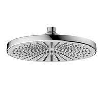 WENKO Soffione Doccia a Pioggia Ultimate Shower, Ø 25 cm, Soft Rain, 284 Ugelli, Getto d’acqua delicato e intenso, Collegamento universale ½“, adatto per Riscaldatore di Flusso, Argento Lucido/Bianco