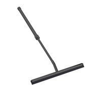 WENKO Spatola telescopica per bagno nera, spatola per doccia estensibile in acciaio inox e zinco pressofuso, doppio labbro in gomma per una pulizia senza striature