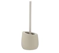 WENKO Spazzolino da bagno Badi beige ceramica - Portascopino WC con ciuffo in silicone e puliscibordo, Ceramica, 13.5 x 38 x 13.5 cm, Beige