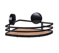 WENKO Superficie d'appoggio angolare Static-Loc® Plus Alba per stanza da bagno, in acciaio verniciato e bambù sostenibile, fissaggio senza perforazione, 27,3 x 21 x 10,8 cm, nero/al naturale